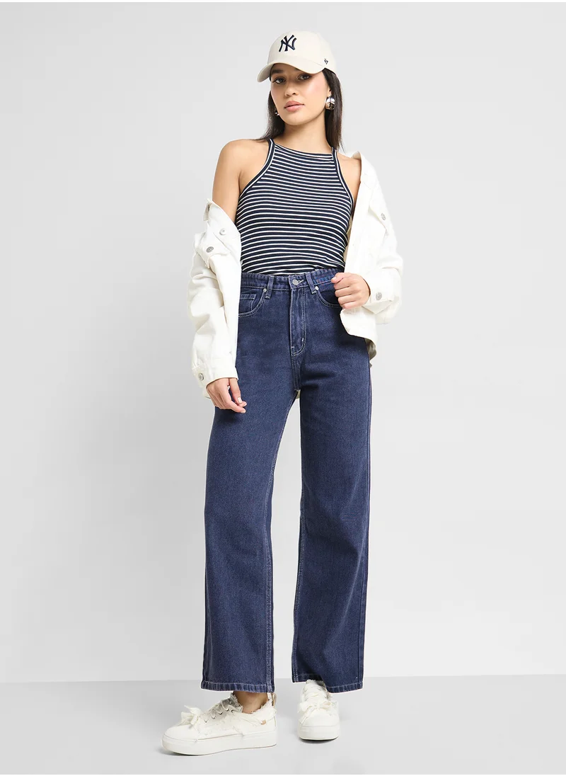 Ginger Mid Rise Wide Leg Jeans