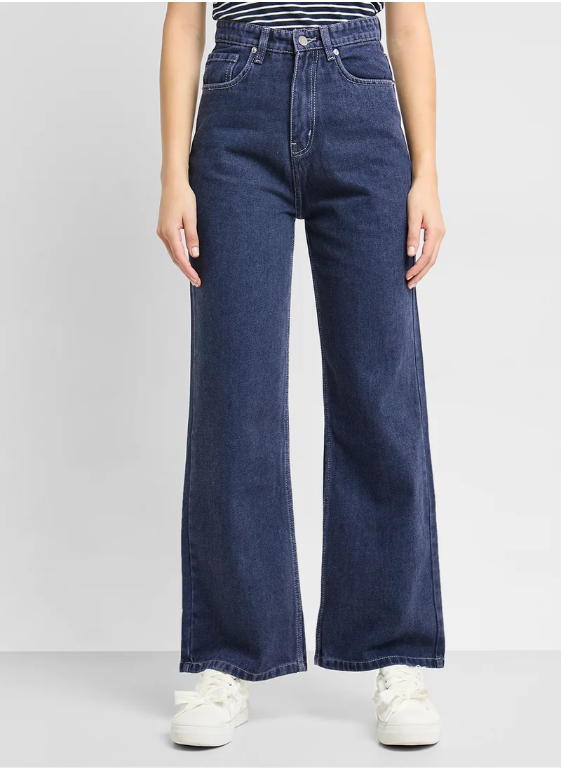 Ginger Mid Rise Wide Leg Jeans