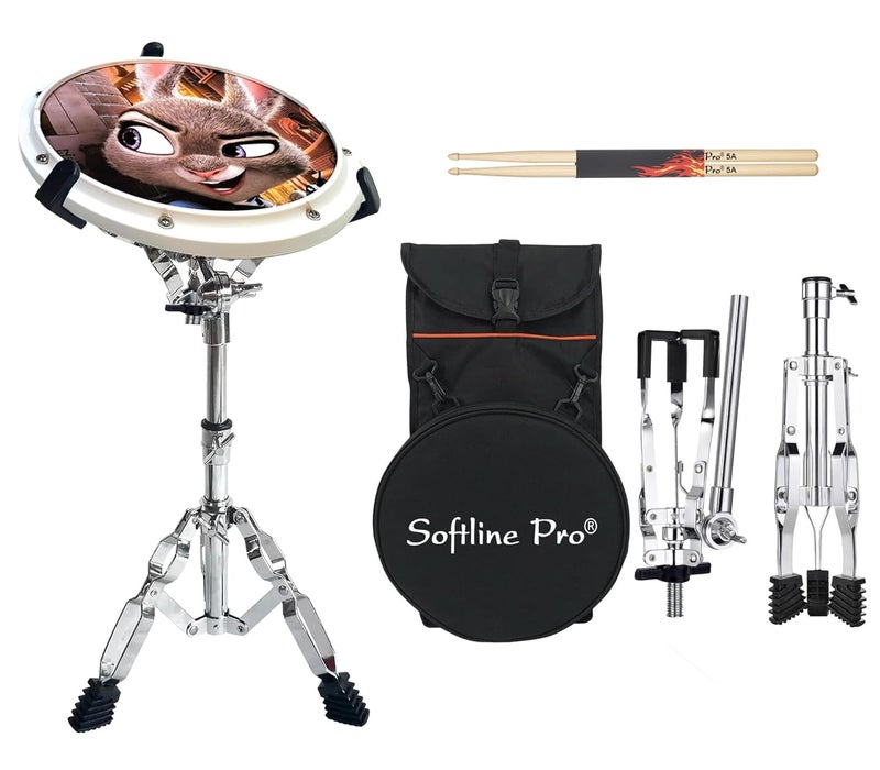 Softline Pro طقم SP-DPPK-Kit 12" و 10 زوايا لباد ممارسة الطبول، مزدوج الجوانب مع حامل وحقيبة (SP-DPPK-41-Kit-ABS-Round) - Image 1