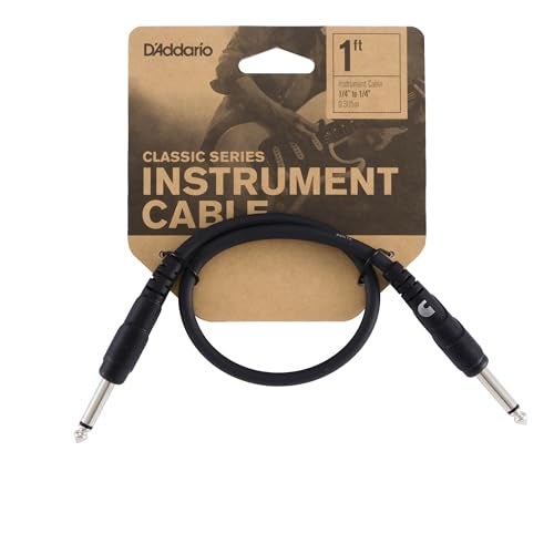 Planet Waves D'Addario Guitar Cable - Guitar Patch Cable - Instrument Cable - Guitar Accessories - Classic Series Cable - 1 Foot/0.30 Meters - Straight End - 1 Pack - Image 1