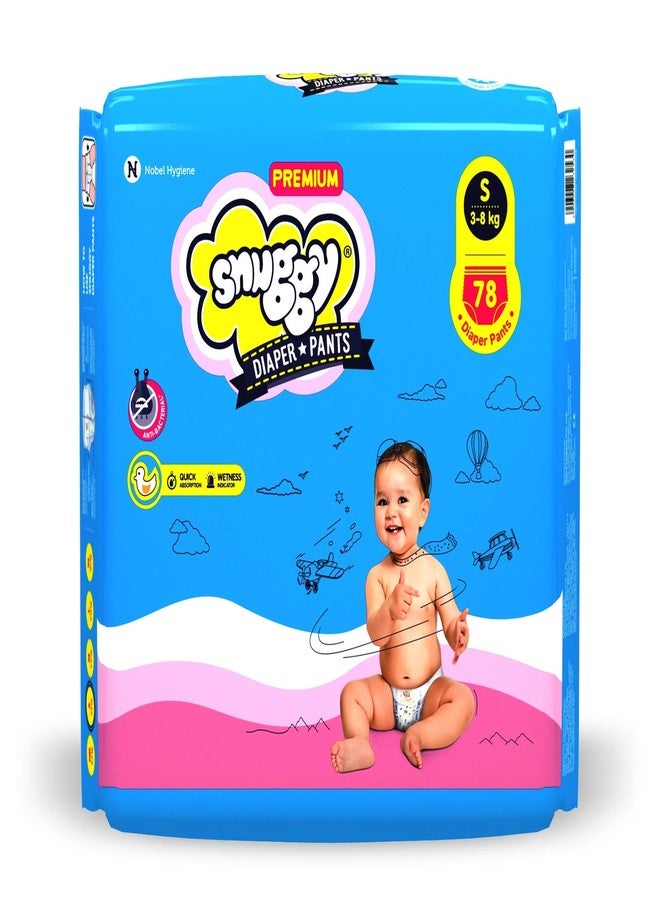 SNUGGY Baby Premium Diaper Pants Small (Pack of 78), 3-8 kgs, Rapid Absorption, Anti - Bacterial - Image 1
