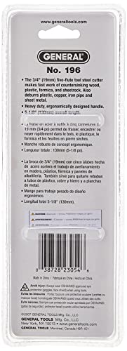 General Tools 196 Short Length Hand Reamer & Countersink, 3/4" - Image 2