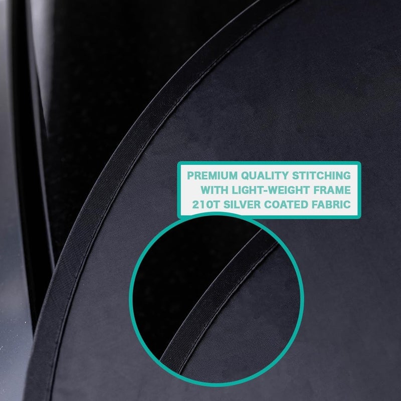 Windshield Sunshade| Reflective Patented Car Sun Protection - Certified 99% UVR Block -Cool Interior | Foldable 2-Piece Sun Cover | Automotive Accessories for Summer Heat | Standard Size - Image 5