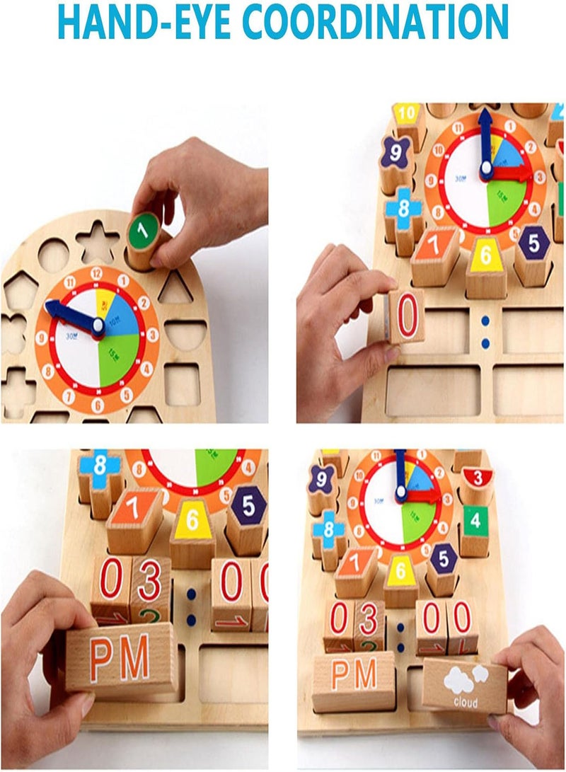 GGOOT 2 Pcs Foam Pattern Blocks - Time Learning Shape Sorting Color Game Early Education Math Set | Stacking Sorter Jigsaw Early Learning Educational Toy Gift For Year Old Kids - Image 5