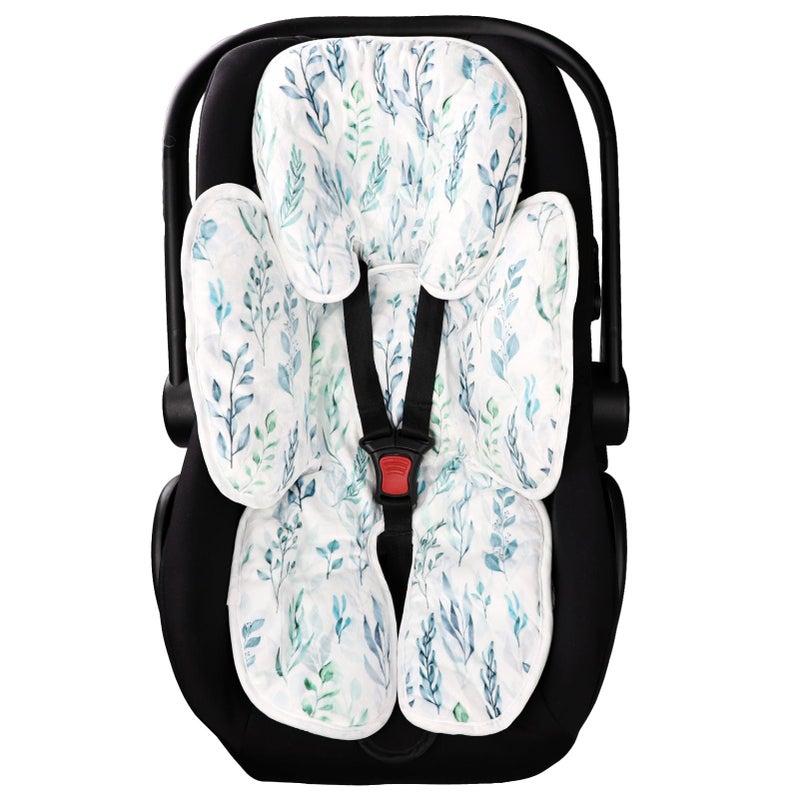 DILIMI Infant Car Seat Insert, 2-in-1 Carseat Head Support for Newborn, Soft Baby Head Support for Car Seat, Stroller, Bouncers, Green Leaf - Image 1