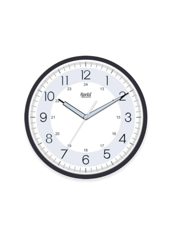 Ajanta ساعة حائط أنالوج بلاستيكية مضيئة من أجانتا - تصميم دائري 12.2 بوصة - إطار أسود مع قرص مضيء - يتوهج في الظلام - مثالية لغرفة النوم، غرفة المعيشة، المكتب والمطبخ (الموديل 2937 أسود)