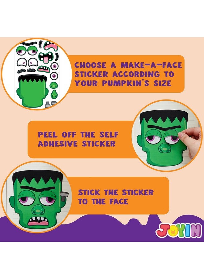 JOYIN 30 قطعة ملصقات صنع وجه للهالوين للأطفال، هدايا حفلة الهالوين، مستلزمات الحرف الحفلات، أوراق ملصقات الخريف مع 6 تعبيرات وجه مختلفة، أنشطة فنون الصف، ألعاب الحلوى - Image 2