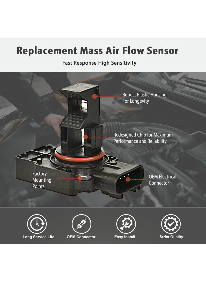 RLP Mass Air Flow Sensor MAF Sensor Compatible with Cadillac CTS Escalade Chevy Avalanche Silverado Suburban Tahoe GMC Sierra Yukon XL 1500 2500 Replaces 10393948 23256991  - Image 2
