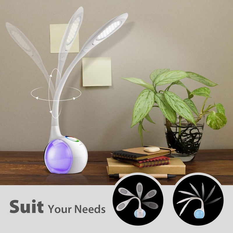 EVERMALL LED Desk Lamp LED MultiFunction Desk Lamp Goose NeckDesk Lamp Eye Protection LED Lamp Flexible Bedside Table Desk Lamp LED Reading Desk Light with USB Charging - Image 5