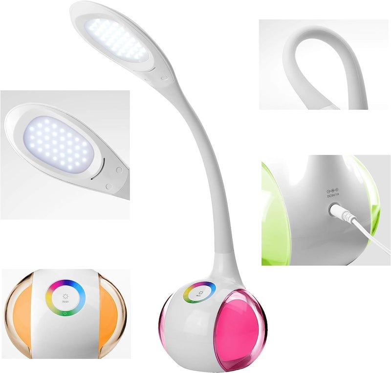 EVERMALL LED Desk Lamp LED MultiFunction Desk Lamp Goose NeckDesk Lamp Eye Protection LED Lamp Flexible Bedside Table Desk Lamp LED Reading Desk Light with USB Charging - Image 3