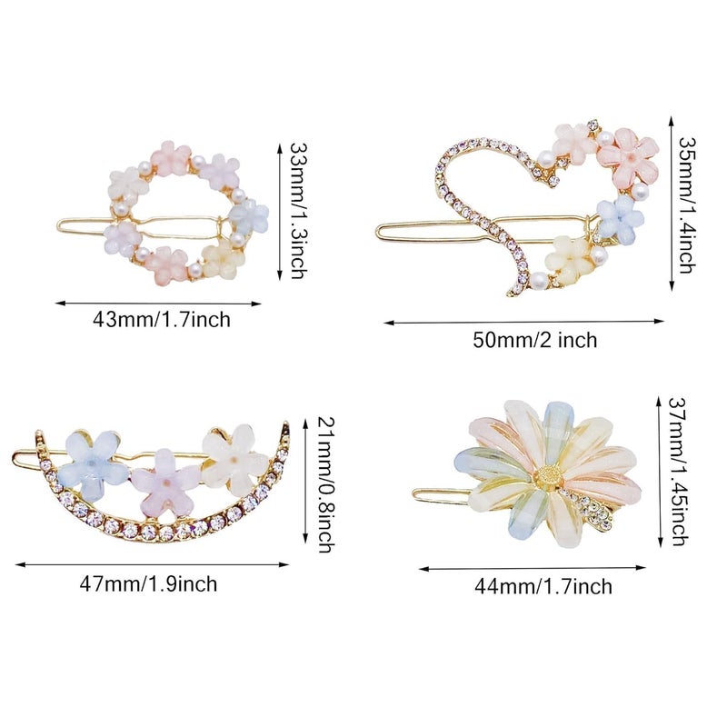 WOX MOX WOX MOX Latest Korean Fashion Style Flower Lock Hair Clip Pin Hair Accessories Set For Women And Girls 4 PcsMulticolor  - Image 3