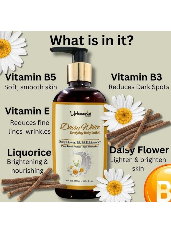 أورباانو هيربل لوشن الجسم اليومي Daisy White مرطب غني ومفتح للبشرة بزهرة الأقحوان، والطحالب، وفيتامين B3 | تغذية عميقة، وبشرة متوهجة ومشرقة للبشرة الجافة (300 مل) - Image 2