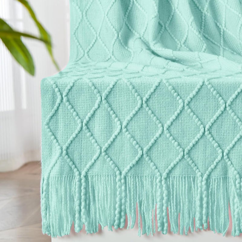 inhand Knitted Throw Blanket for Couch and Bed, Soft Living Room Home Decor Knitted Blanket with Tassel, Outdoor Lightweight Breathable Summer Blanket, Farmhouse Warm Woven Decorative, 50"x60" - Image 1