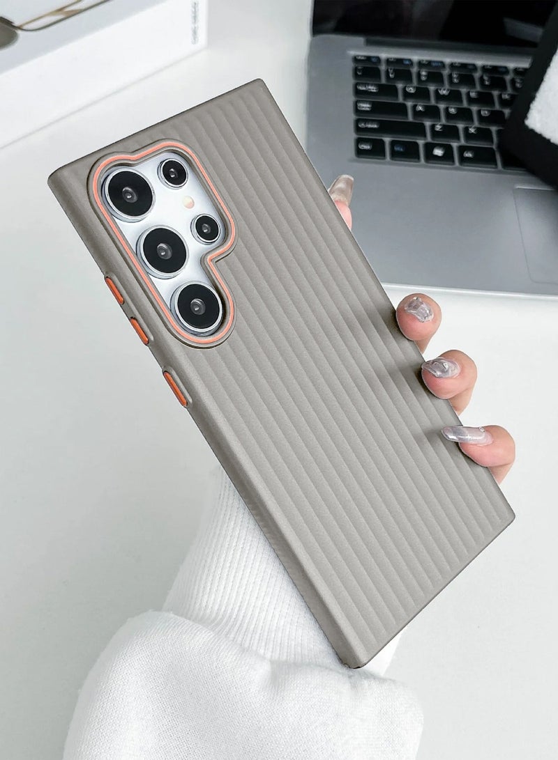 Wtech Samsung Galaxy S25 Ultra 5G 2025 Luggage Vertical Strips Hard PC Material, Superior Protection, Smooth and Stylish Touch Case Cover - Grey - Image 2