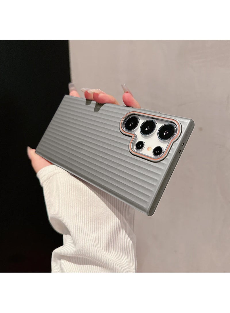 Wtech Samsung Galaxy S25 Ultra 5G 2025 Luggage Vertical Strips Hard PC Material, Superior Protection, Smooth and Stylish Touch Case Cover - Grey - Image 4