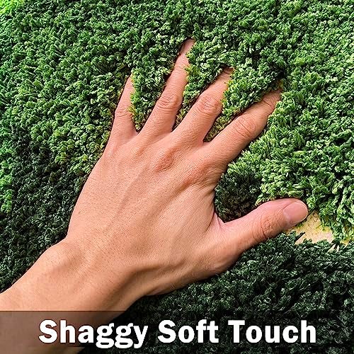 THRILRUG 24"×68" Moss Hallway Runner Rug,Shag Carpet Leaf Bedroom Rugs Non Slip Bath Mat Laundry Rug Runner,Ultra Soft WashablePlant Leaves Shaped Kids Bedside Dorm Rug for Bedroom,Living Room Green - Image 5