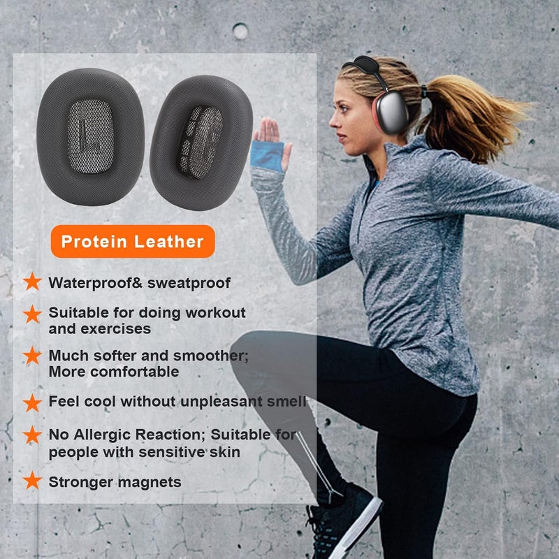 EARROCK Fast & slow shipment compatible Ear Cushions for AirPods Max Headphones Earpads Replacement Ear Pad Covers Earmuffs with Protein Leather, Memory Foam and Magnet Black | Protein Leather Covered, Memory Foam, Magnet Adjustable build - Image 3