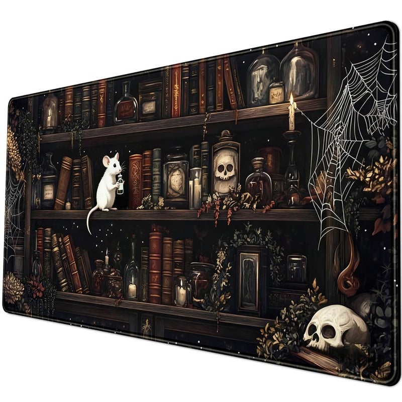 YKJWW Dark Witchy Desk Mat Gaming Desk Pad Large Mouse Pad, Magician'S Fantasy Bookcase Gothic Mouse Mat XXL Laptop Keyboard Pad, Laptop Keyboard and Mouse Mat Desktop Protector Mat 31.5 X 15.7 in - Image 5