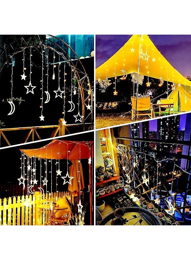 NIBEMINENT Ramadan Decorations,Ramadan Lights, Star Moon Decorative Lights, Ramadan Lights for Home Window Wall Holiday Eid Wedding Party -Warm White  - Image 2