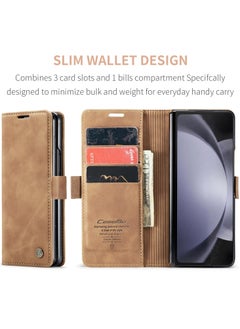 CaseMe CaseMe Samsung Galaxy Z Fold 4 Case Wallet, for Samsung Galaxy Z Fold 4 Wallet Case Book Folding Flip Folio Case with Magnetic Kickstand Card Slots Protective Cover - Brown  - Image 4