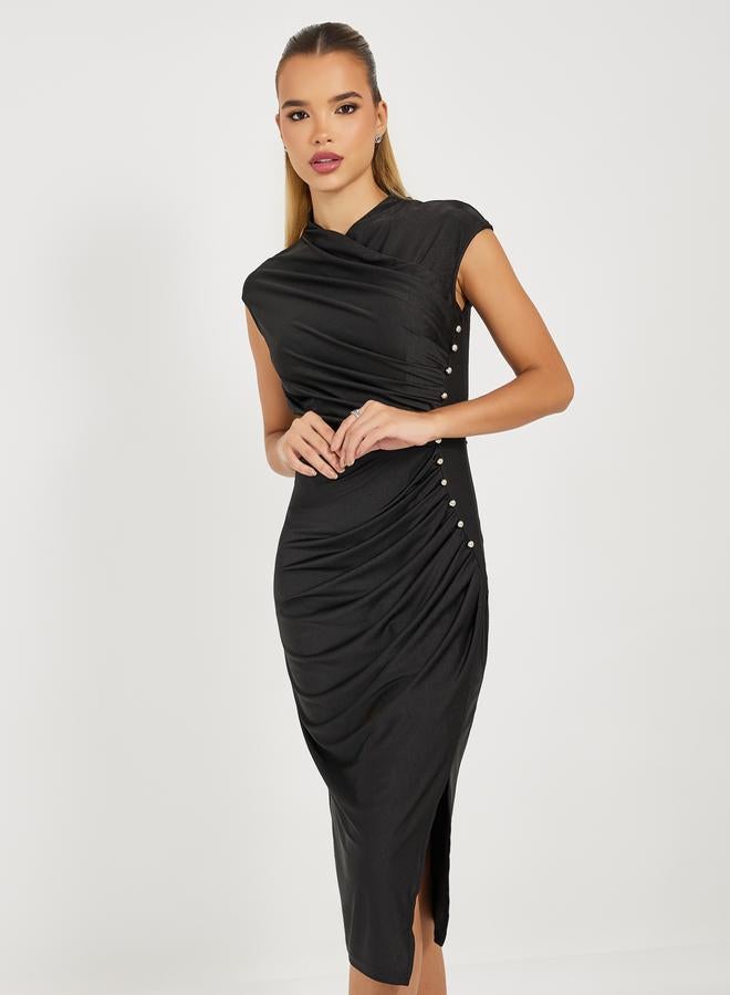 Styli Asymmetric Black Dress  - Image 2