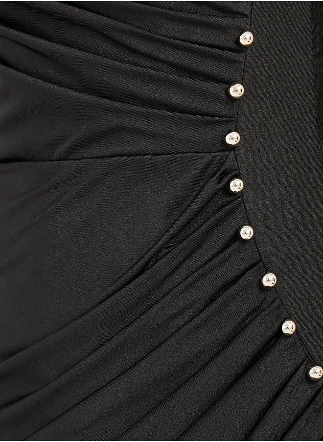 Styli Asymmetric Black Dress