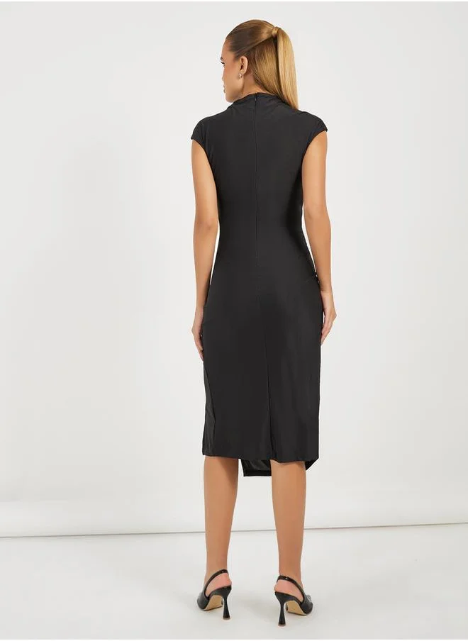 Styli Asymmetric Black Dress