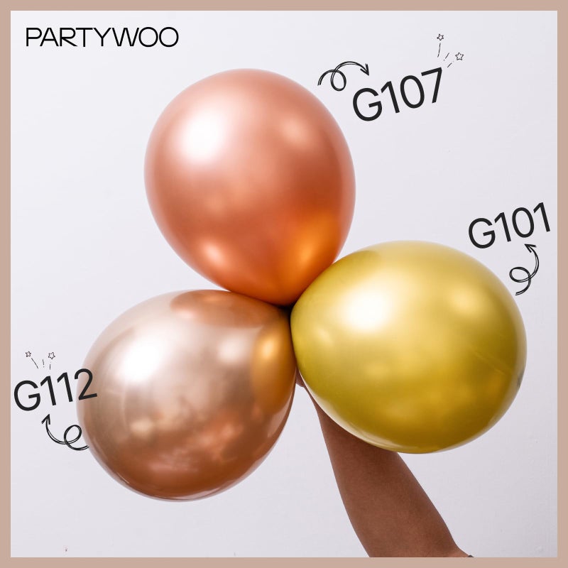 PartyWoo Metallic Rose Gold Balloons 140pcs Different Sizes of 18 12 10 5 Inch Chrome Champagne Gold Balloon Arch Kit for Birthday Anniversary Bridgerton Floral Party Decorations Rose Gold-G112 - Image 4