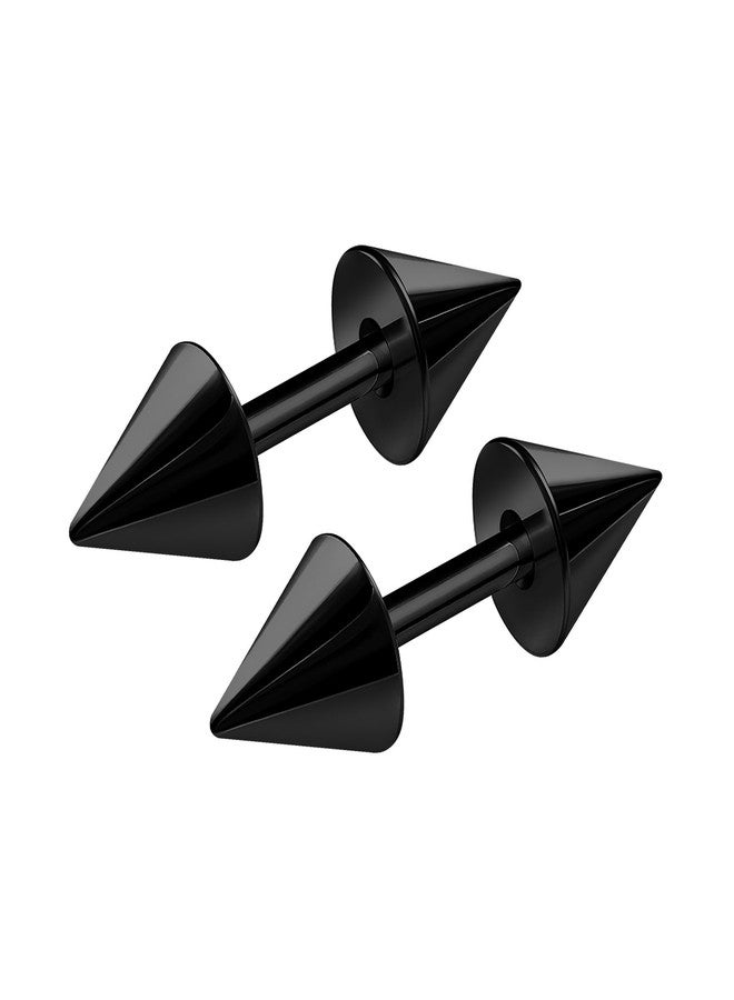 BIG GAUGES Pair of Black Anodized 16g Gauge 1.2mm 1/4 (6mm) 5mm cones Piercing Jewelry Earring Fake Plug Cheater Ear Lobe BG0293 - Image 1