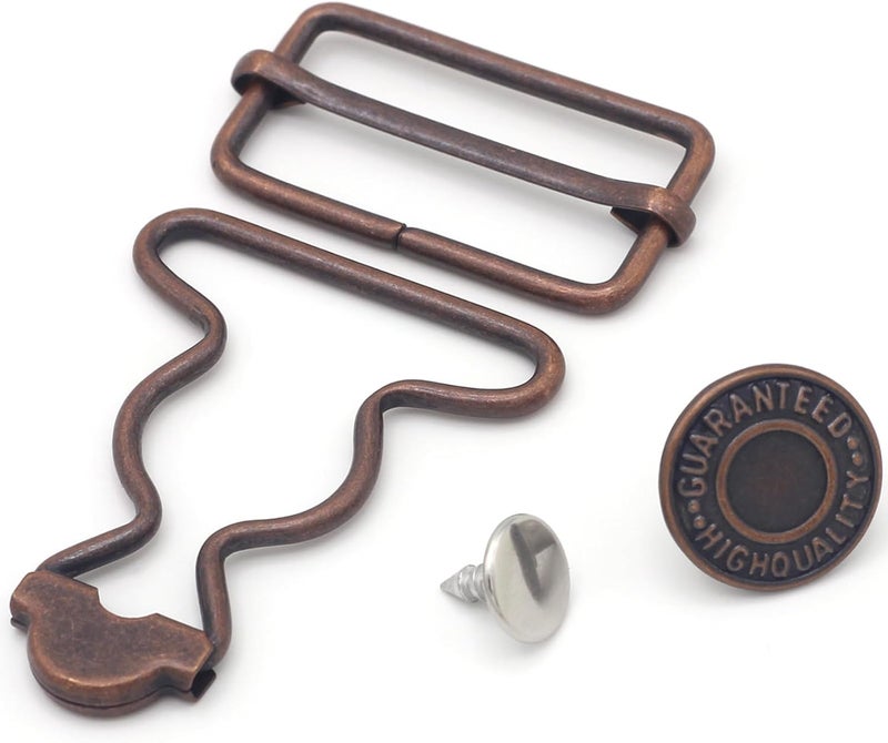 Enosea 4 Sets Overall Buckles, Metal Suspender Buckles Overall Clip Replacement with Buckle Slider and Buttons(1.25 inch) - Image 1