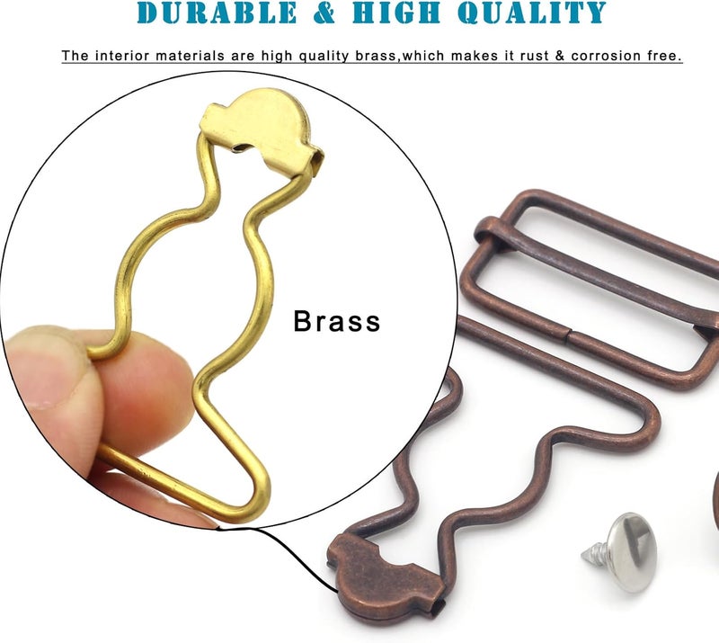 Enosea 4 Sets Overall Buckles, Metal Suspender Buckles Overall Clip Replacement with Buckle Slider and Buttons(1.25 inch) - Image 5