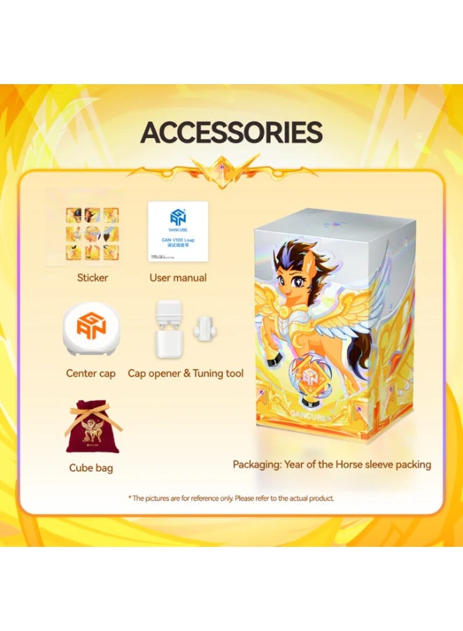 جانكيوب مكعب السرعة المغناطيسي GAN V 100 Leap بتصميم فروستد – إصدار سنة الحصان – أحدث إصدار 2026 - Image 2
