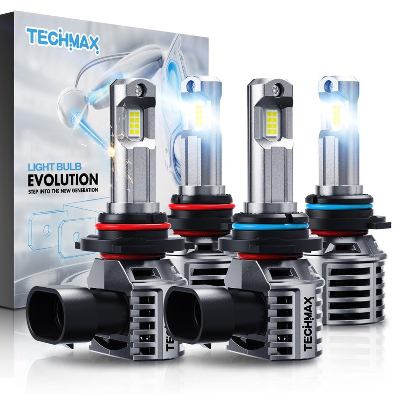 TECHMAX 90059006 Light Bulbs Combo HB3HB4 Fog Light Bulbs wFan 600 Bright 6500K Wireless Direct Insertion Pack of 4
