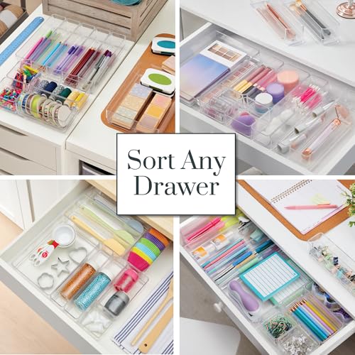 STORi SimpleSort 10-Piece Stackable Clear Drawer Organizer Set | Multi-size Trays | Makeup Vanity Storage Bins and Office Desk Drawer Dividers | Made in USA - Image 4
