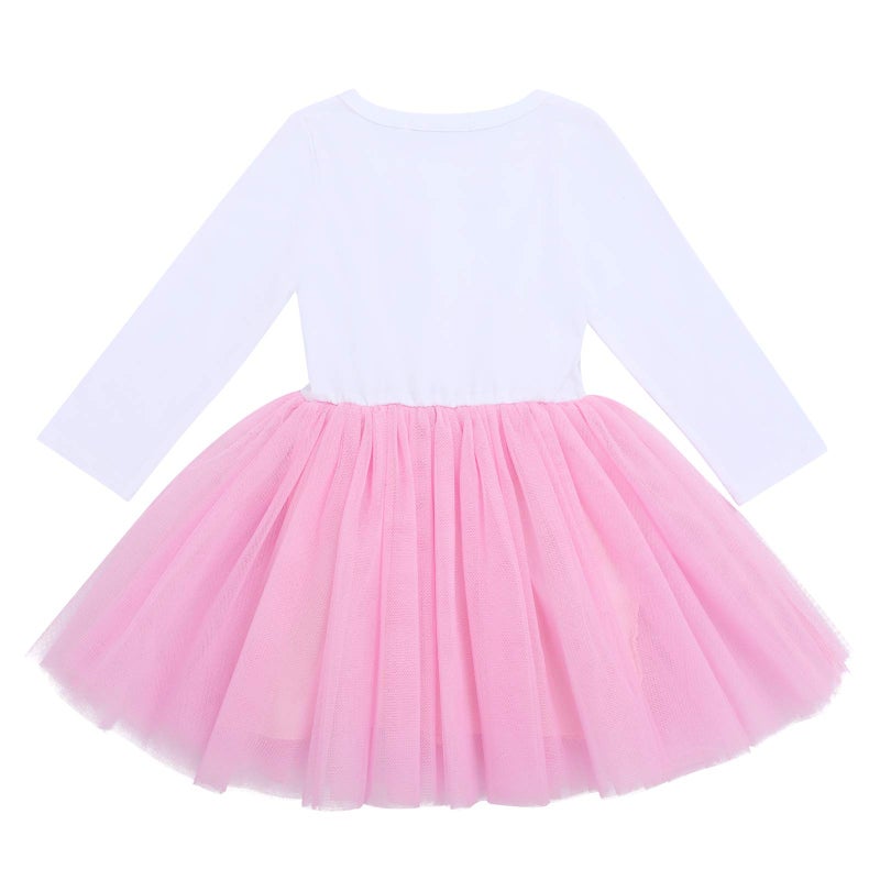 ODASDO Toddler Kids Girl My 3rd Third Birthday Cake Smash Outfit Cotton Long Sleeve Princess A-line Tutu Tulle Dress Bowknot Headband Set Three Years Old Party Clothes Photo Props Pink 3 Years - Image 4