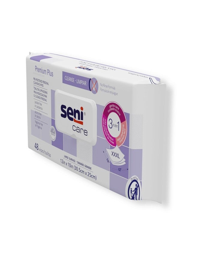 Seni Care Premium Plus XXXL (12" x 10"), Pre-Moistened Personal Cleansing Wipes for Large Surfaces, 96 Count (2 Packs of 48 Wipes), Disposable - Image 3