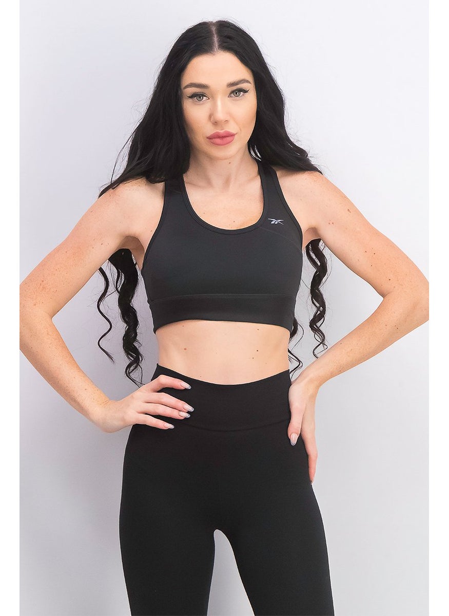 Reebok Women Round Neckline Logo Sports Bra, Black  - Image 1