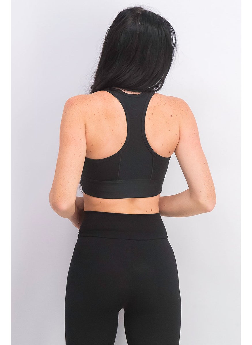 Reebok Women Round Neckline Logo Sports Bra, Black  - Image 3