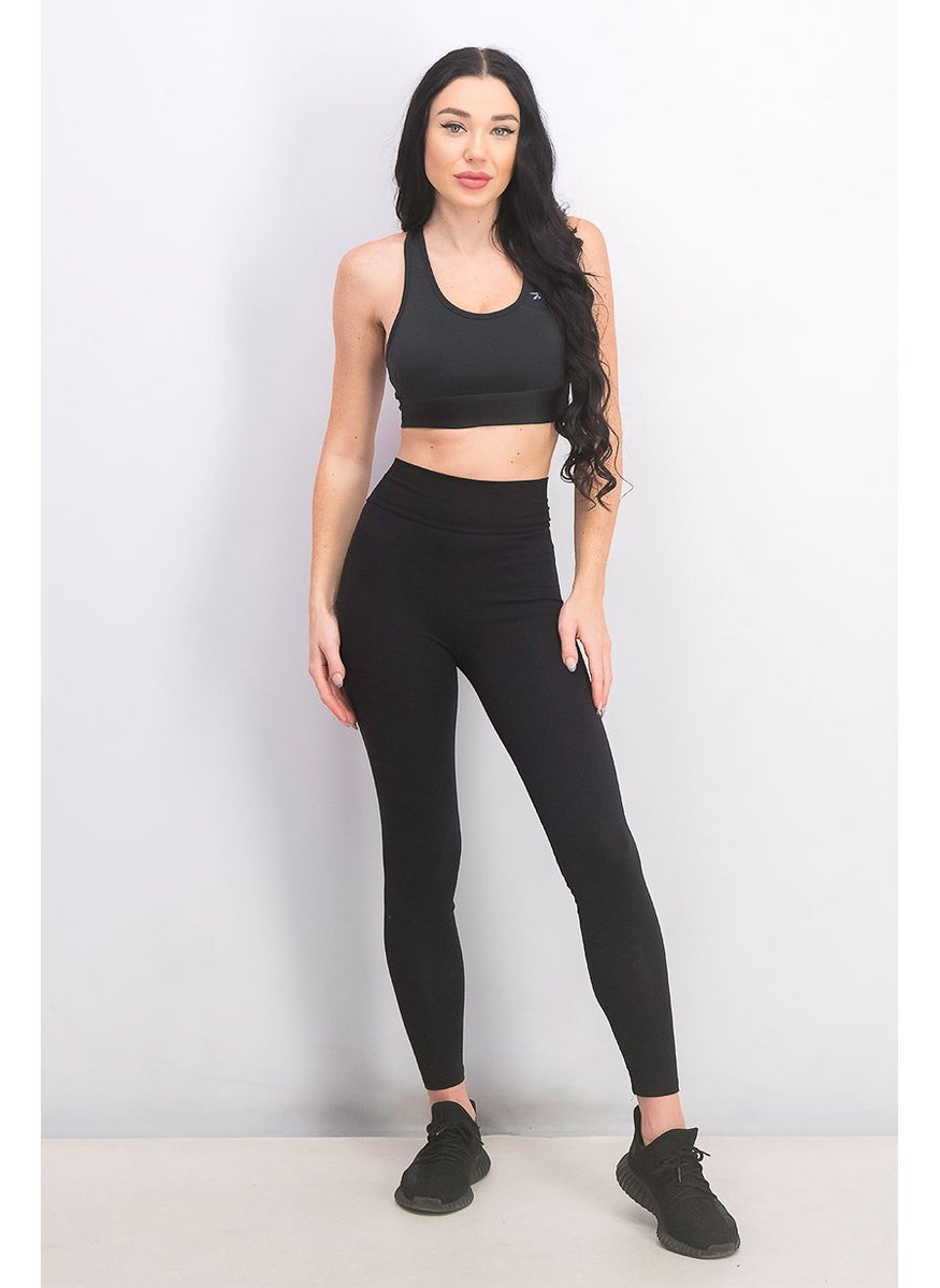 Reebok Women Round Neckline Logo Sports Bra, Black  - Image 2
