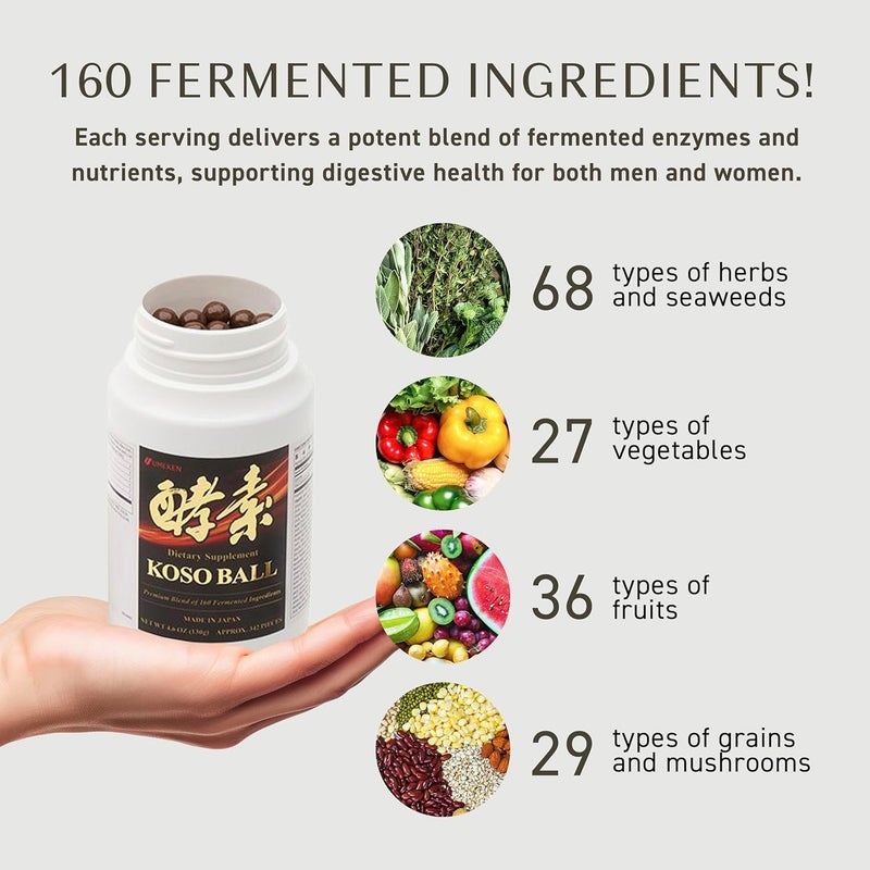 umeken Koso Ball Infused with Pure 160 Fermented Ingredients Supports Stomach  Intestine Health Immune Health Japanese Supplements for Overall Wellness  Balanced Nutrition Small 342 Pieces Pack of 1 - Image 5