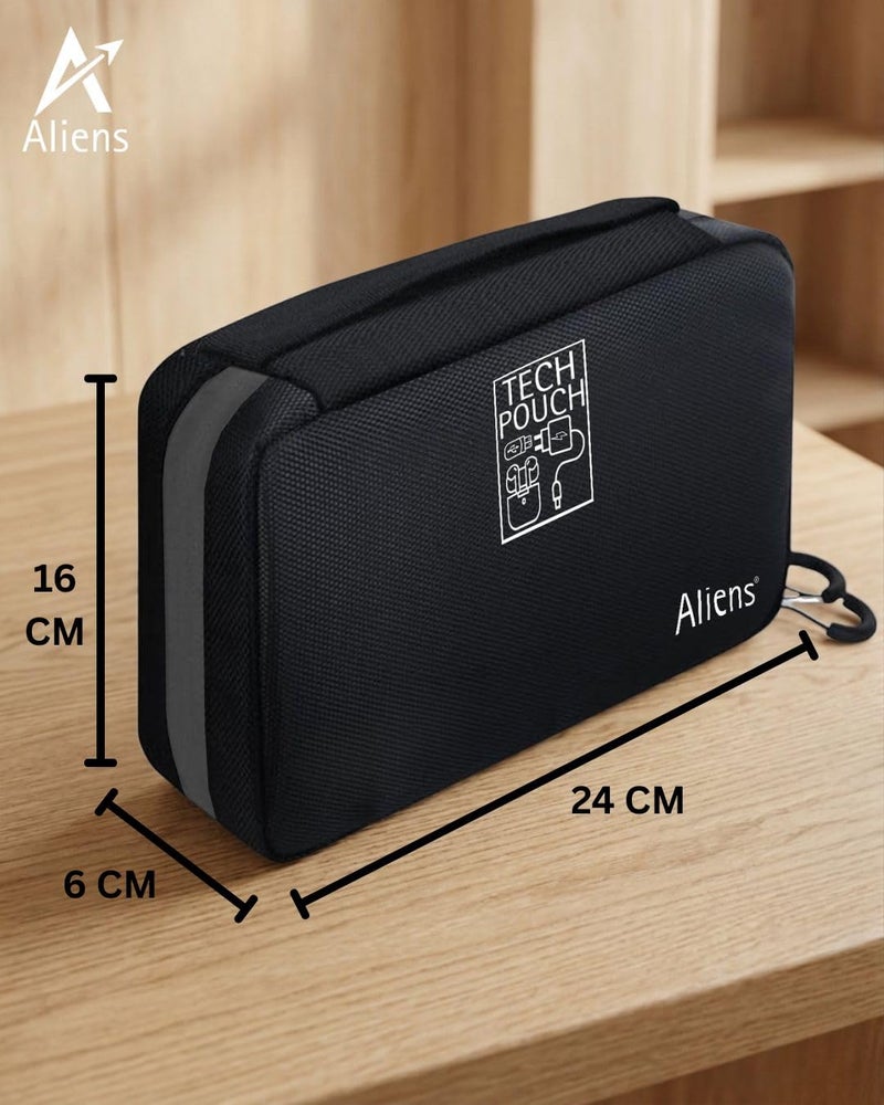 Aliens Tech Organizer Polyester Water-Repellent Case Bag Pouch Multi Pocket for Hard Disk Cable Pendrive Powerbank & Other Gadget Electronic, ipad,Laptop,PC Accessories,Toiletry Organiser Travel Kit - Image 4