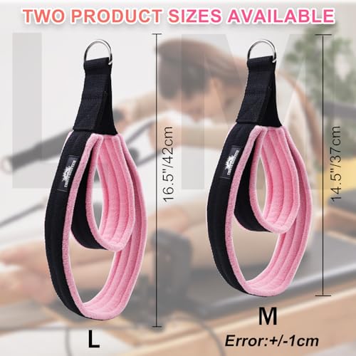 Lights Mountain Pilates Double Loop Straps for Reformer Thickened DRing Handle Fitness Straps 2 Lengths Multicolor Yoga Accessories for Home Workout black pink L - Image 3