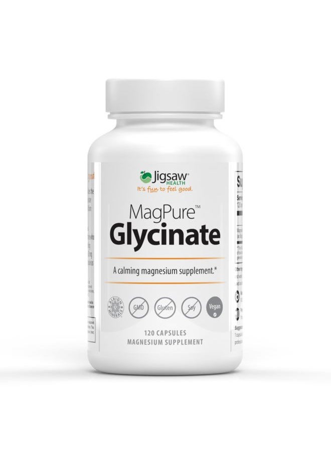 Jigsaw Health MagPure Glycinate | Premium Magnesium Glycinate Capsules | 120 Capsules  - Image 1