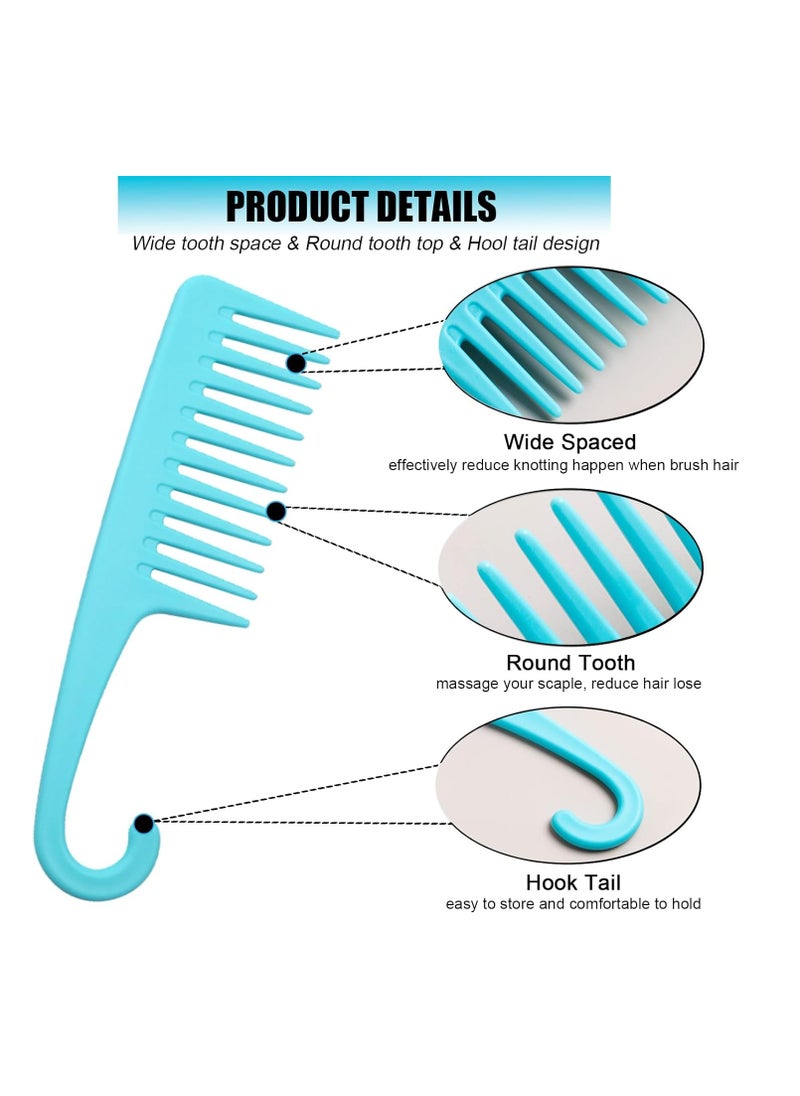SmaringRobot - 2PCS Premium Wide Tooth Comb, Shower Combs for Wet Curly Hair, Large Detangling Comb with Hook for Curls, Wigs, Detangler Hair Brush with Handgrip for Knotting Wavy, Thick, Dry Hair Stylist - Image 1