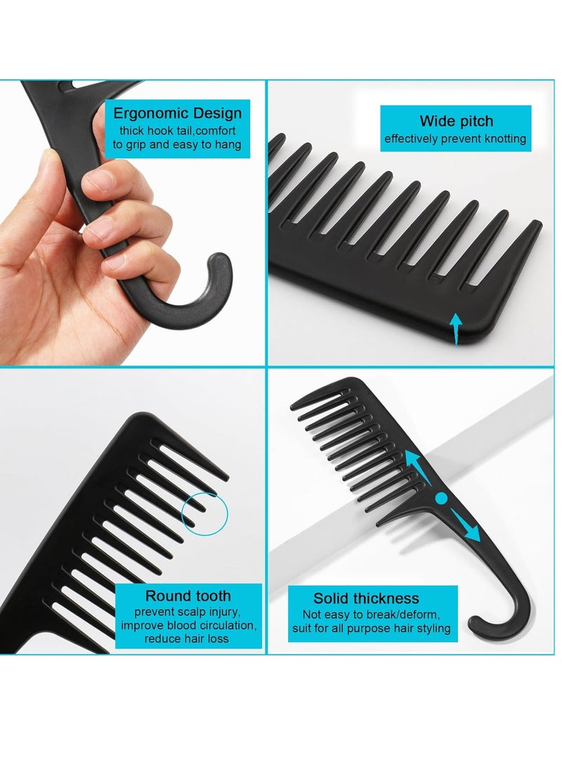 SmaringRobot - 2PCS Premium Wide Tooth Comb, Shower Combs for Wet Curly Hair, Large Detangling Comb with Hook for Curls, Wigs, Detangler Hair Brush with Handgrip for Knotting Wavy, Thick, Dry Hair Stylist - Image 1