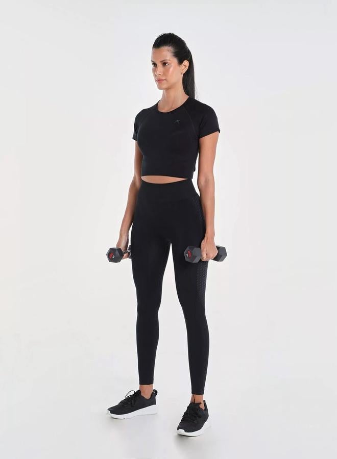 Wizard Women Black Solid Impact Seamless Crop Top - Image 3
