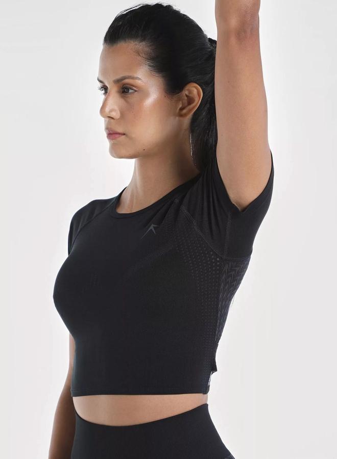 Wizard Women Black Solid Impact Seamless Crop Top - Image 5