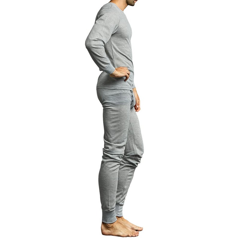 Knocker Men's Long Thermal Underwear Top and Bottom Set (M, Heather Grey) - Image 3