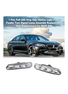 NIBEMINENT 2-Piece Full LED Strip Side Marker Light Front Fender Turn Signal Lamp Assembly Replacement For BMW E46  - Image 1