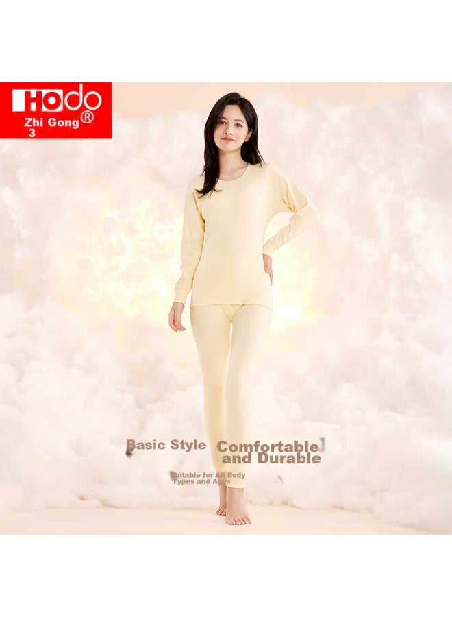 hongdou Hongdou Women's Autumn Underwear Set, Pure Cotton, Round Neck, Thin, Base Layer, Thermal Underwear  - Image 3